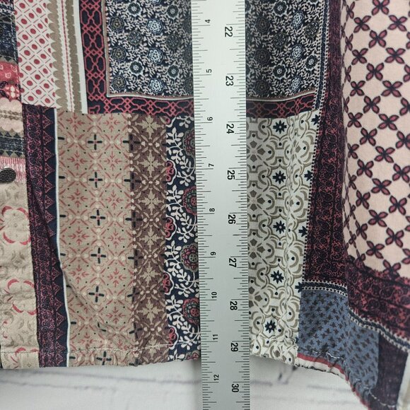 Benotti Patchwork Blouse Shirt Womens XL Long Sleeve Retro Bohemian Boho Hippie - Picture 13 of 16